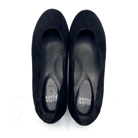 Eileen Fisher Una 2 Slip On Flat Hidden Wedge Shoe Black Suede Size 8.5 - Picture 7 of 13